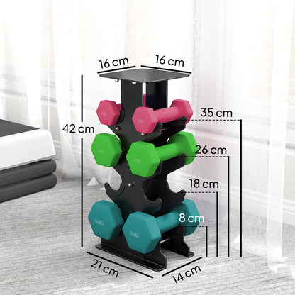 Hex Dumbbells Set with Dumbbell Rack, Non Slip Hand Weights for Home Gym Strength Training, 2 x 1kg, 2 x 3kg, 2 x 5kg