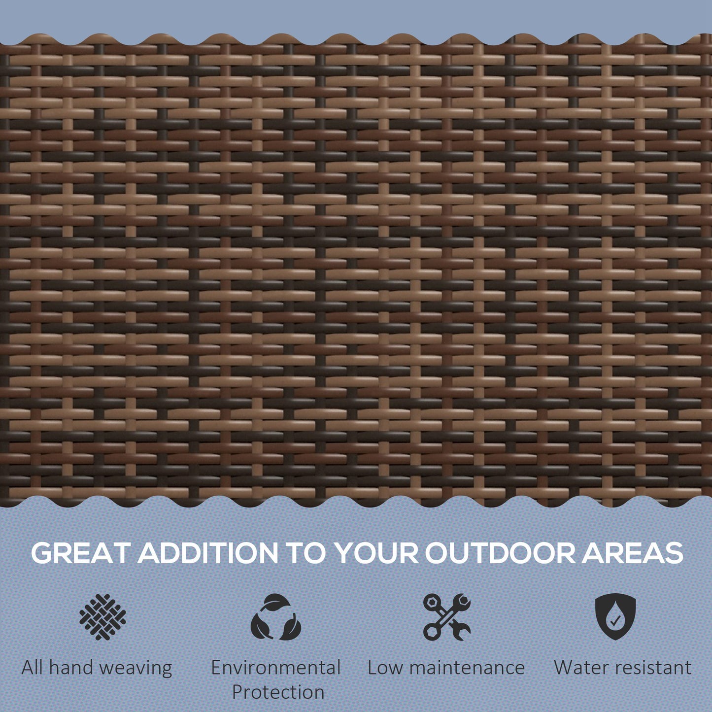 All Weather Wicker Garden Loveseat, 2 Seater Poly Rattan Garden Bench, Outdoor Seating Bench Brown