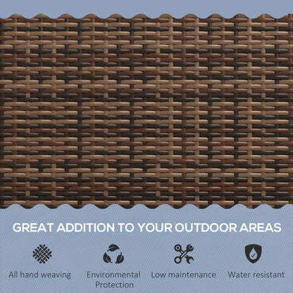 All Weather Wicker Garden Loveseat, 2 Seater Poly Rattan Garden Bench, Outdoor Seating Bench Brown