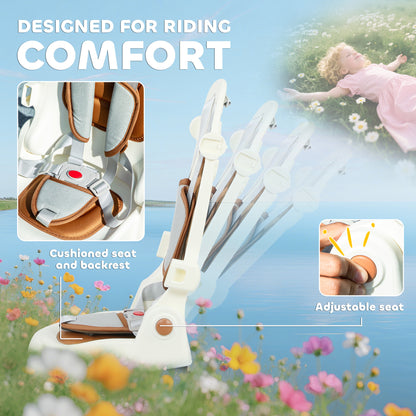 5 in 1 Kids Trike with Adjustable Backrest, Toddler Tricycle with Push Handlebar, Adjustable Backrest, Cream White