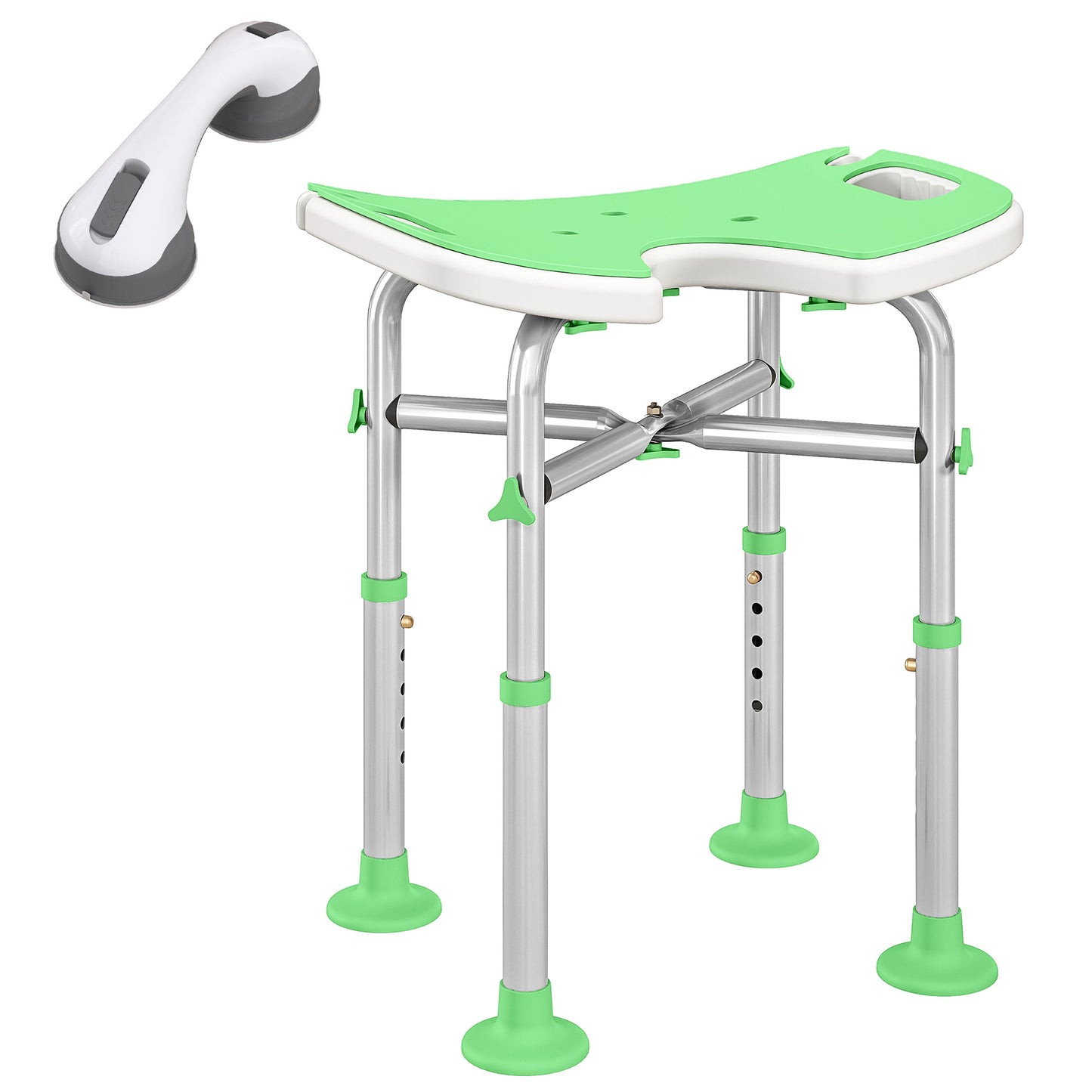 39-51.5cm 'U' Seat Padded Shower Stool - Green