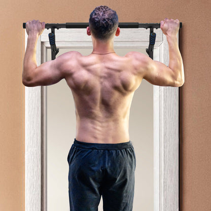 Pull-Up Bar, No-Drilling Chin-Up Bar, Push-Up Stand with Resistance Bands, Padded Handles for Home Gym Exercise, Blue