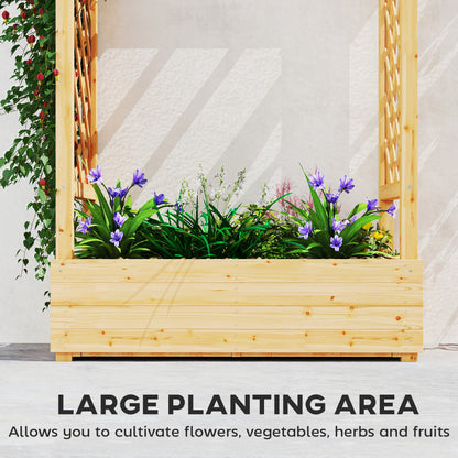 Garden Planter with Trellis, Wooden Raised Bed for Garden with Hanging Roof and Drainage Holes