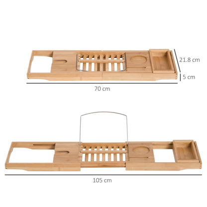 Extendable Bamboo Bathtub Shelf Rack Bath Caddy Tray Bathroom Storage