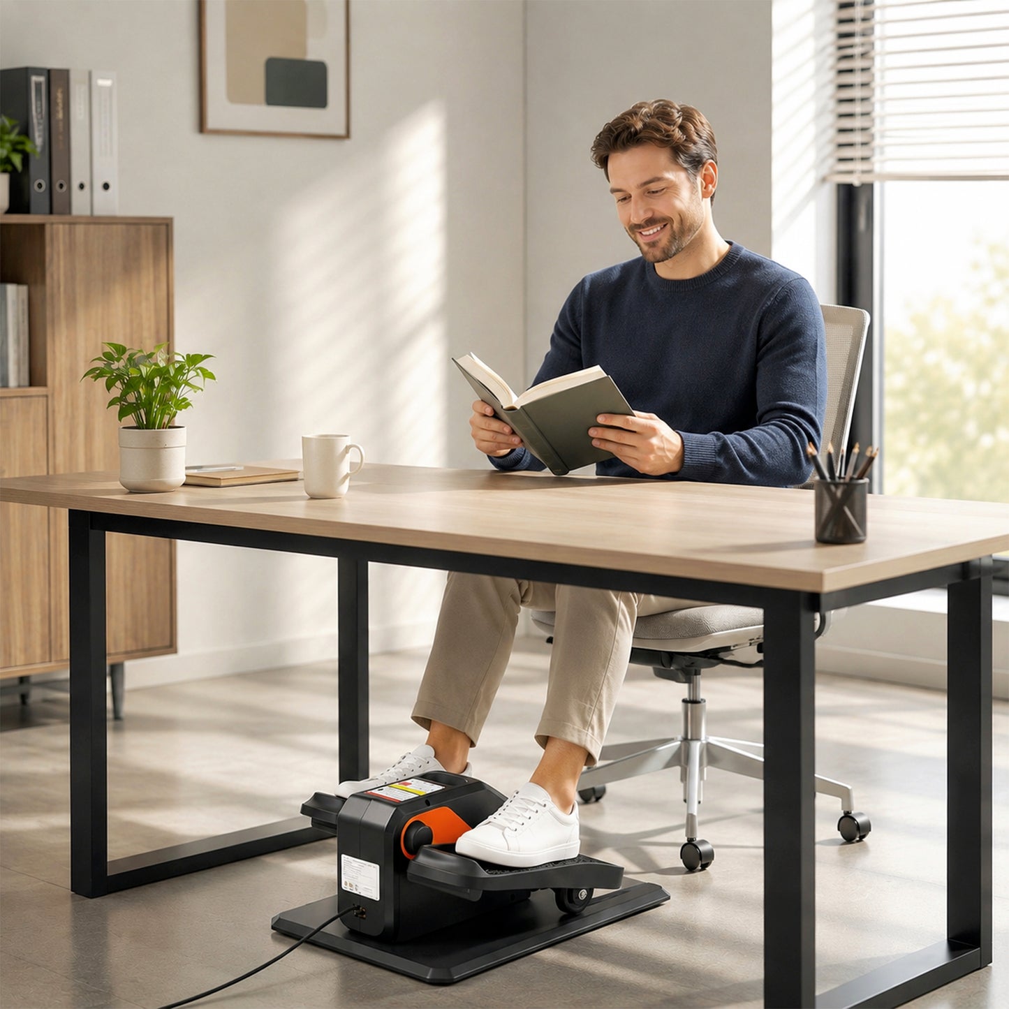 Under Desk Elliptical Machine for Home, Electric Elliptical Machine with 12 Adjustable Speed, LED Monitor