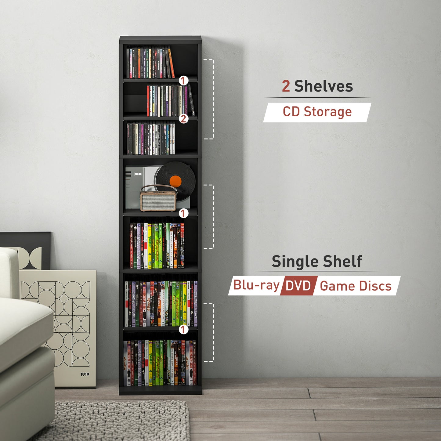 260 Narrow CD Storage Unit - Black
