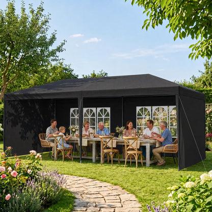 2.95 x 5.83 m Semi-Open Gazebo - Dark Grey