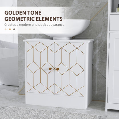 Under Sink Bathroom Cabinet, Under Sink Cabinet with Adjustable Shelf and Open Compartment for Basin with or without Pedestal