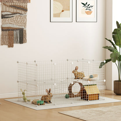 DIY 36 Panel Pet Playpen Metal Wire Fence for Chinchilla, Hedgehog, Bunny, Indoor, Outdoor Use, White