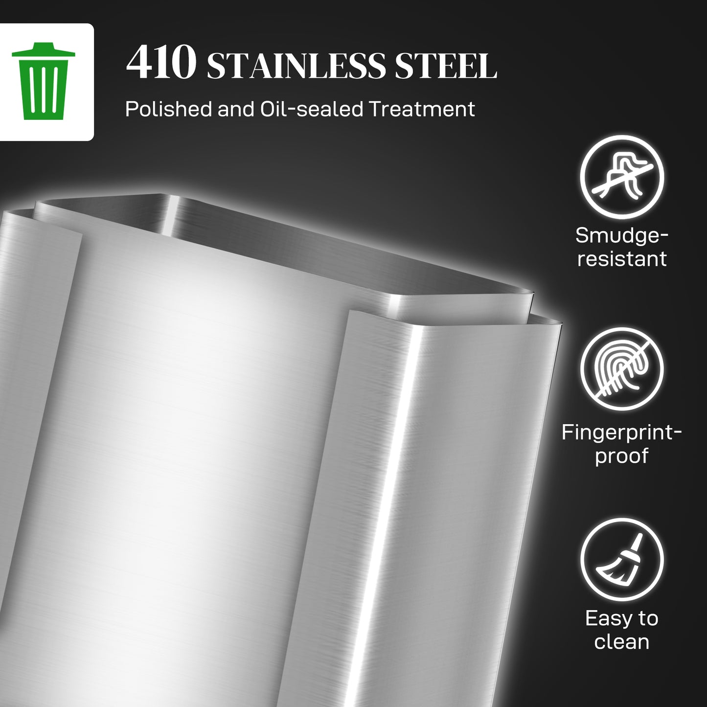 40L Dual Compartment Stainless Steel Bin, with Deodoriser Holders - Silver Tone