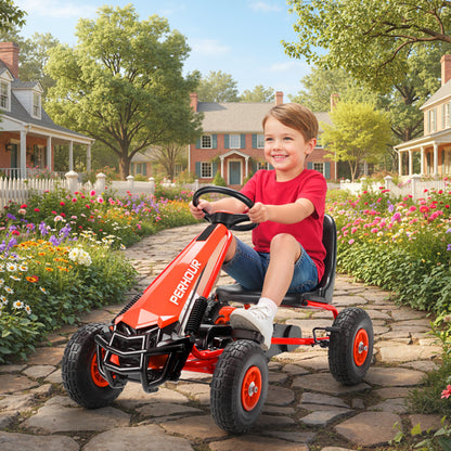 Kids Pedal Go Kart with Adjustable Seat, EVA Tyres, Manual Clutch, Brake, Go Kart for Kids 3-8 Years, Red