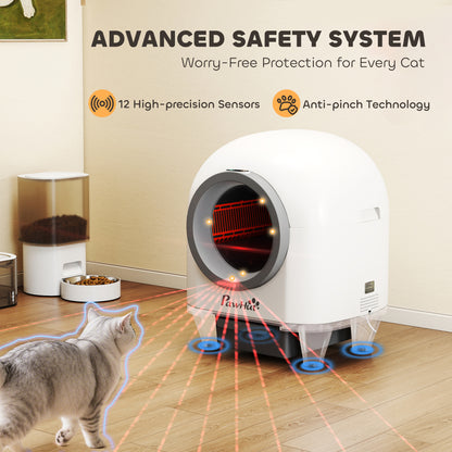 80L Extra Large Self Cleaning Cat Litter Tray with APP Control, Safety Protection, Odor Removal