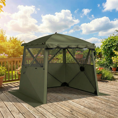 Pop Up Gazebo Waterproof Instant Shelter with Awning Mesh Windows for Camping Patio 2 x 2 m, Army Green
