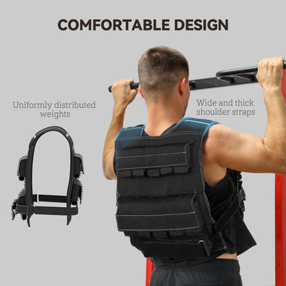 20KG Adjustable Weighted Vest, Running Weight Vest, with 30 Metal Weights, Reflective Strips, for Running, Exercise