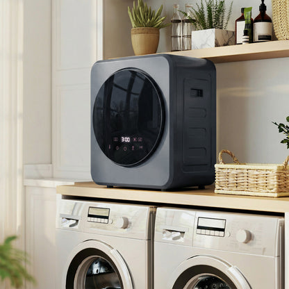Vented Tumble Dryer, 4 kg Front Tumble Dryer with Stainless Steel Tub, 800W Compact Freestanding Grey