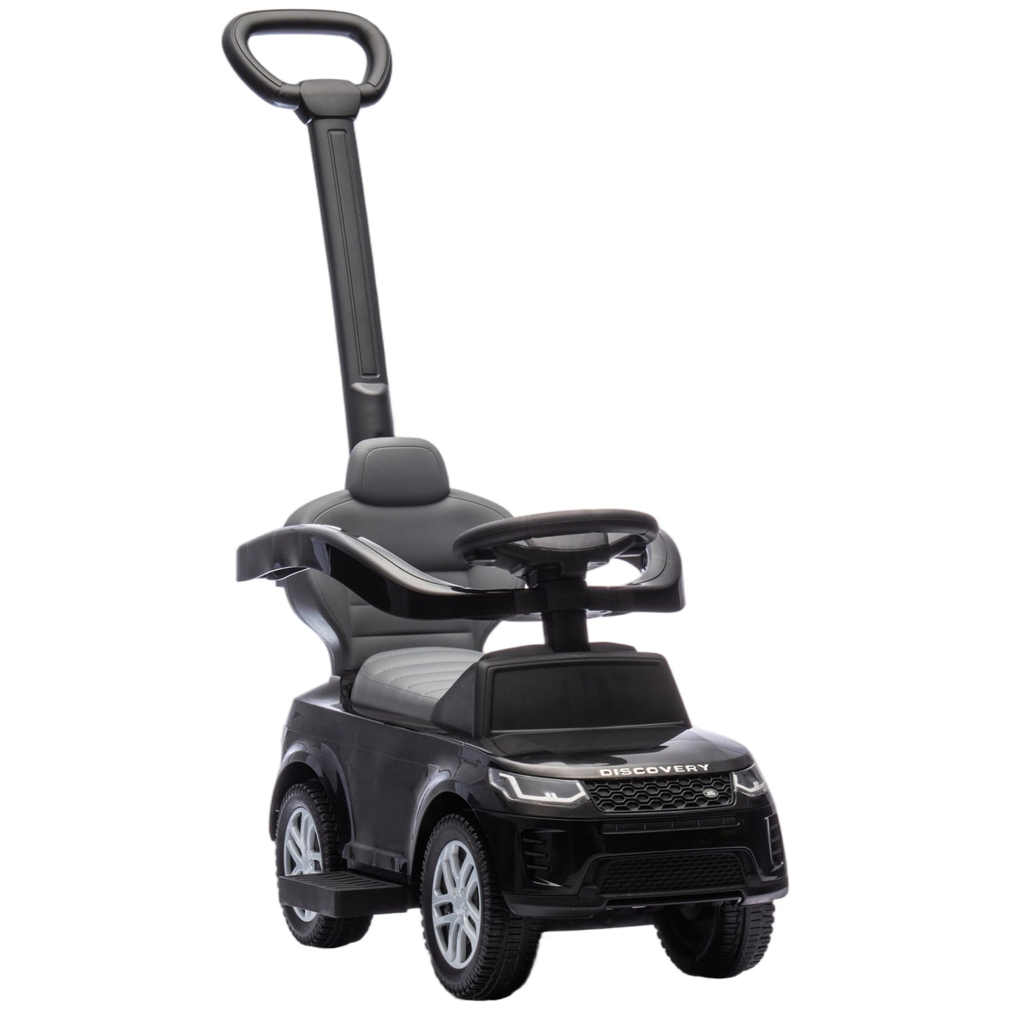 Land Rover Discovery Licensed Baby Push Car, 2-in-1 Ride on Car with Push Handle and Safety Guardrail, Black