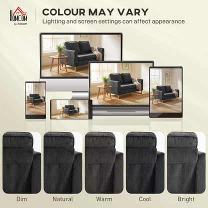 2 Seater Sofa, 140 cm Loveseat Sofa with Spring Cushions, Metal Legs, 2 Pillows, Dark Grey