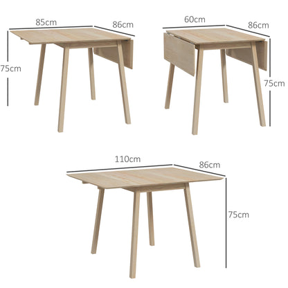 Solid Wood Folding Dining Table, Drop Leaf Table for 2-4 People, Natural Wood Finish