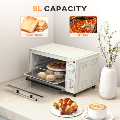 Mini Oven, 9L Countertop Electric Grill, Toaster Oven with Adjustable Temperature, Timer