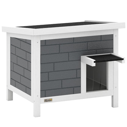 Outdoor Cat House Insulated with Openable Roof, Weatherproof Feral Cat Shelter for Rabbits, Cats, Grey