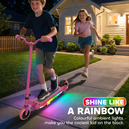 Electric Scooter for Kids 6-14 Years, with Colourful Lights, Pink