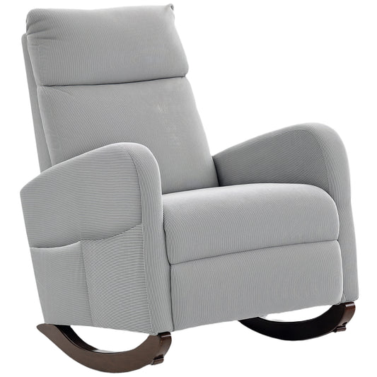 Corduroy Rocking Armchair - Grey