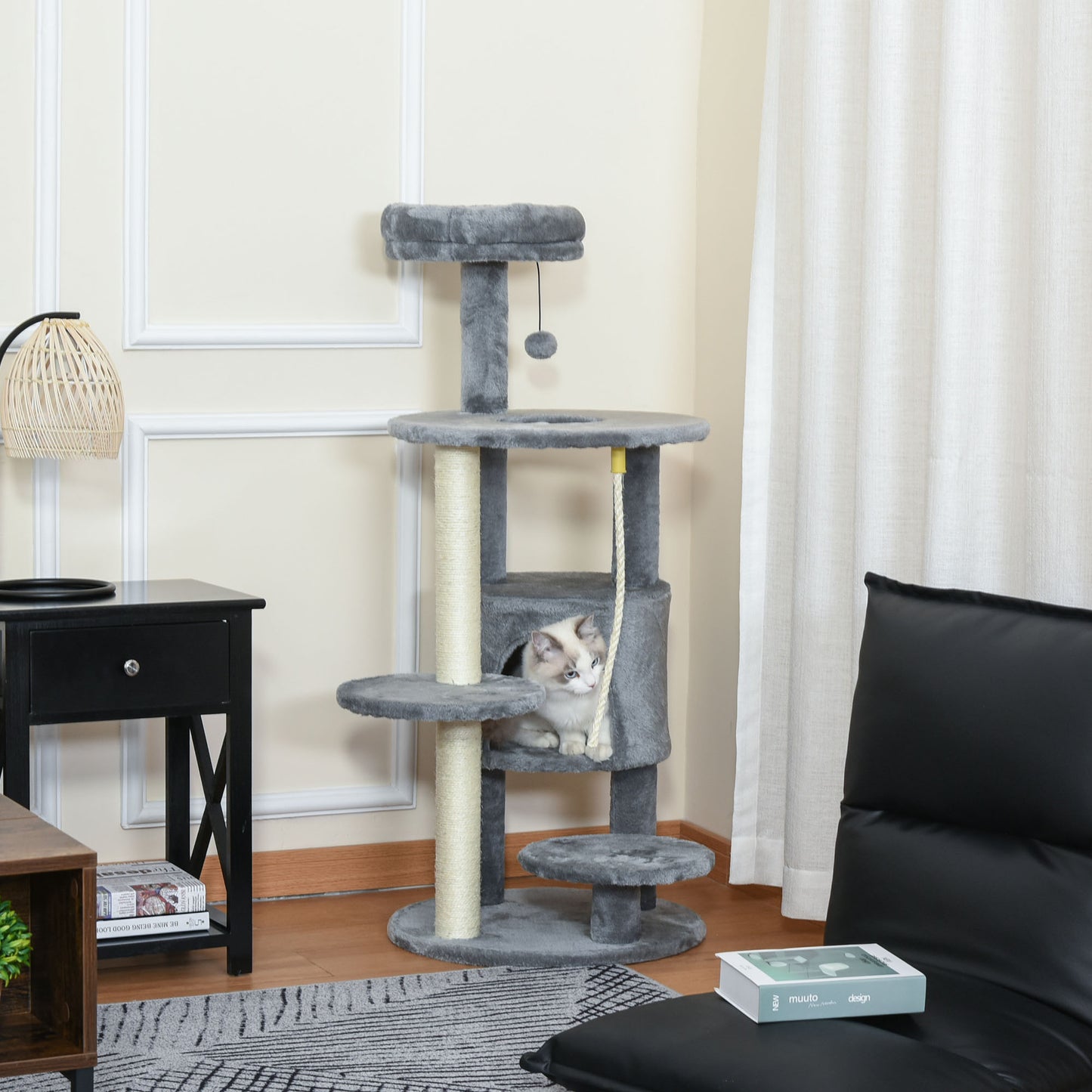 Cat Tree Tower for Indoor Cats 112cm Climbing Kitten Activity Center