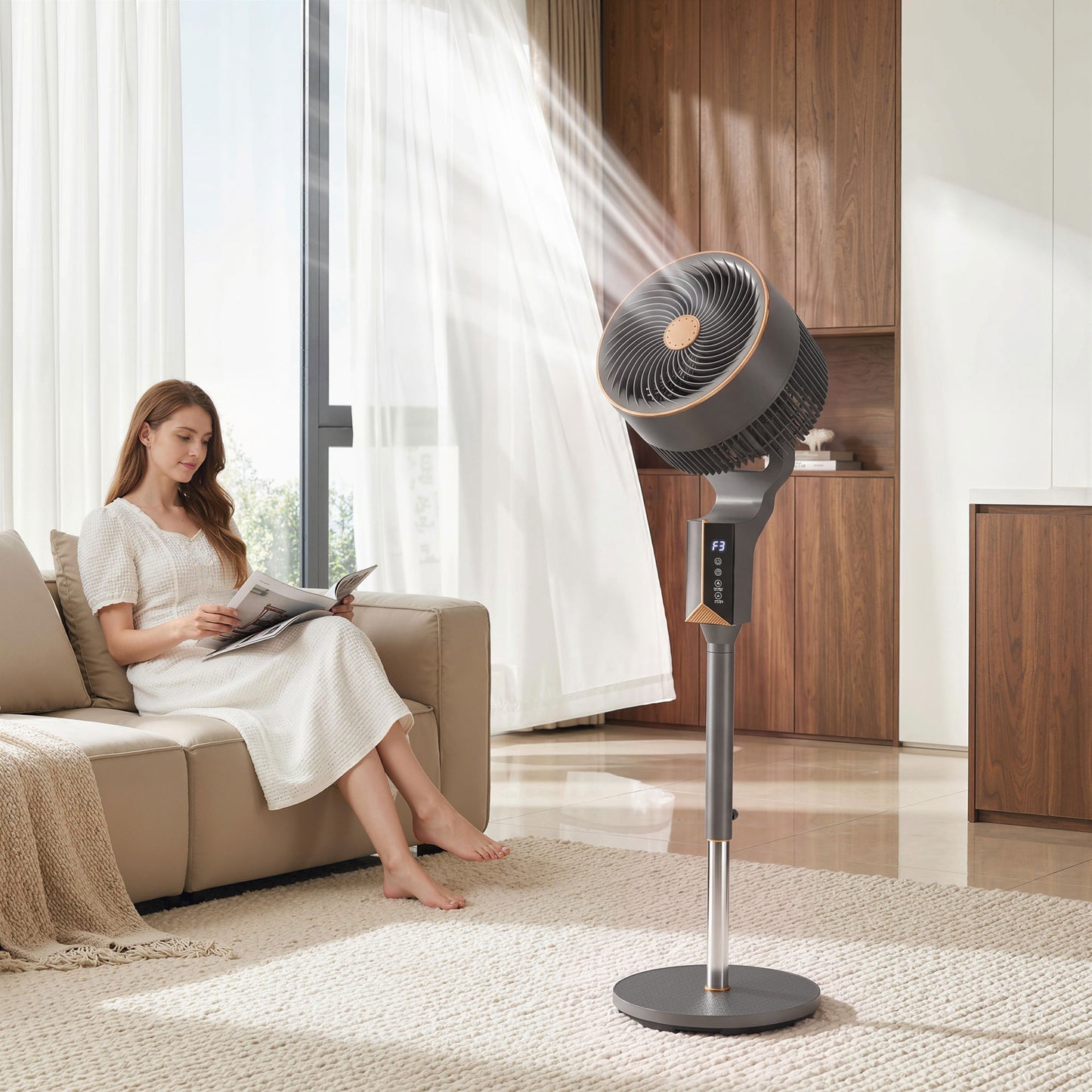 20 dB Silent Standing Fan for Bedroom, 46" Pedestal Fan with Remote, 85° Oscillating, 8 Speeds