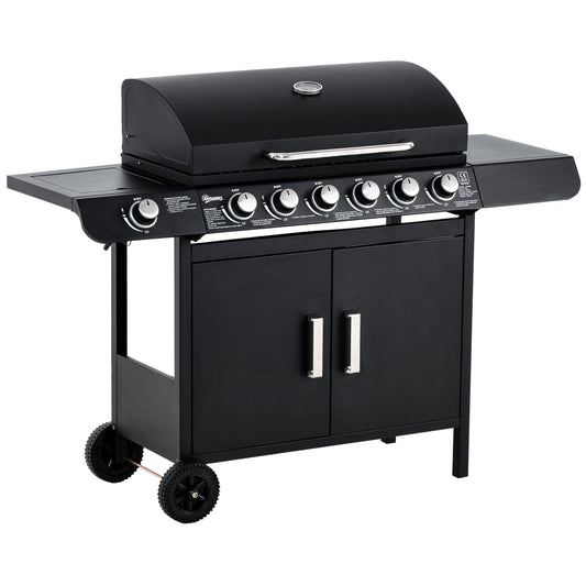 Seven Burner Gas Grill, with Integrated Thermometer and Storage