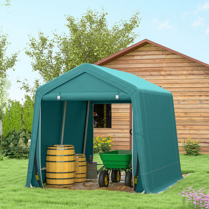 8 x 6.5 ft Outdoor Garden Storage Shed, Waterproof Bike Tent with Double Roll-up Zipper Door for Garden Tools, Green