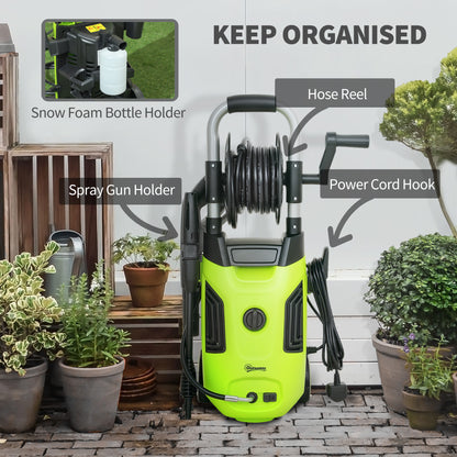 1800W High Pressure Washer, 150 Bar Pressure, 420 L/h Flow, Portable Power Washer Jet Wash Cleaner with Adjustable Nozzle