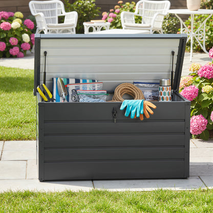 311L Galvanised Steel Garden Storage Box - Dark Grey