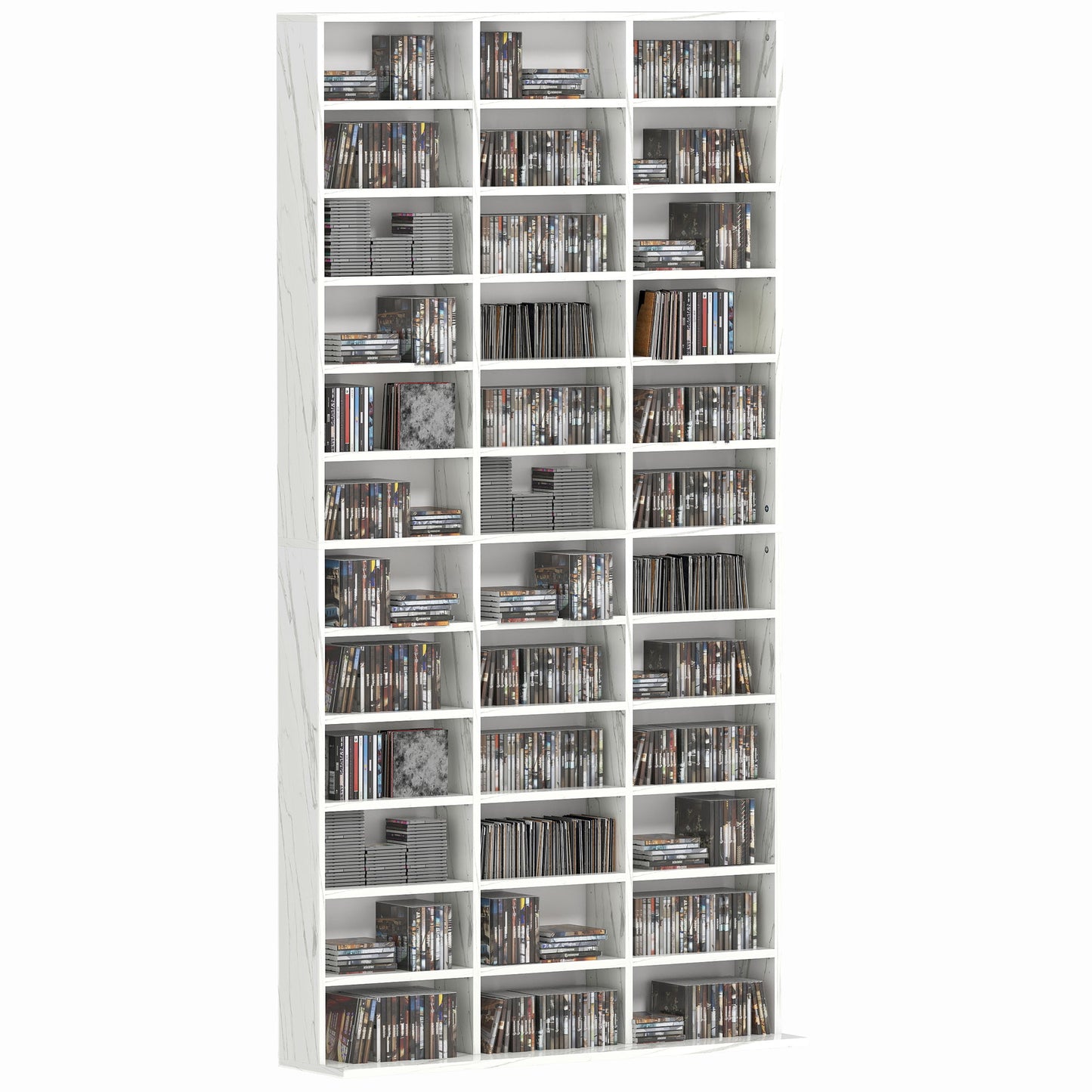 CD Storage Unit with Adjustable Shelves, 102 x 195 cm, Marble Effect