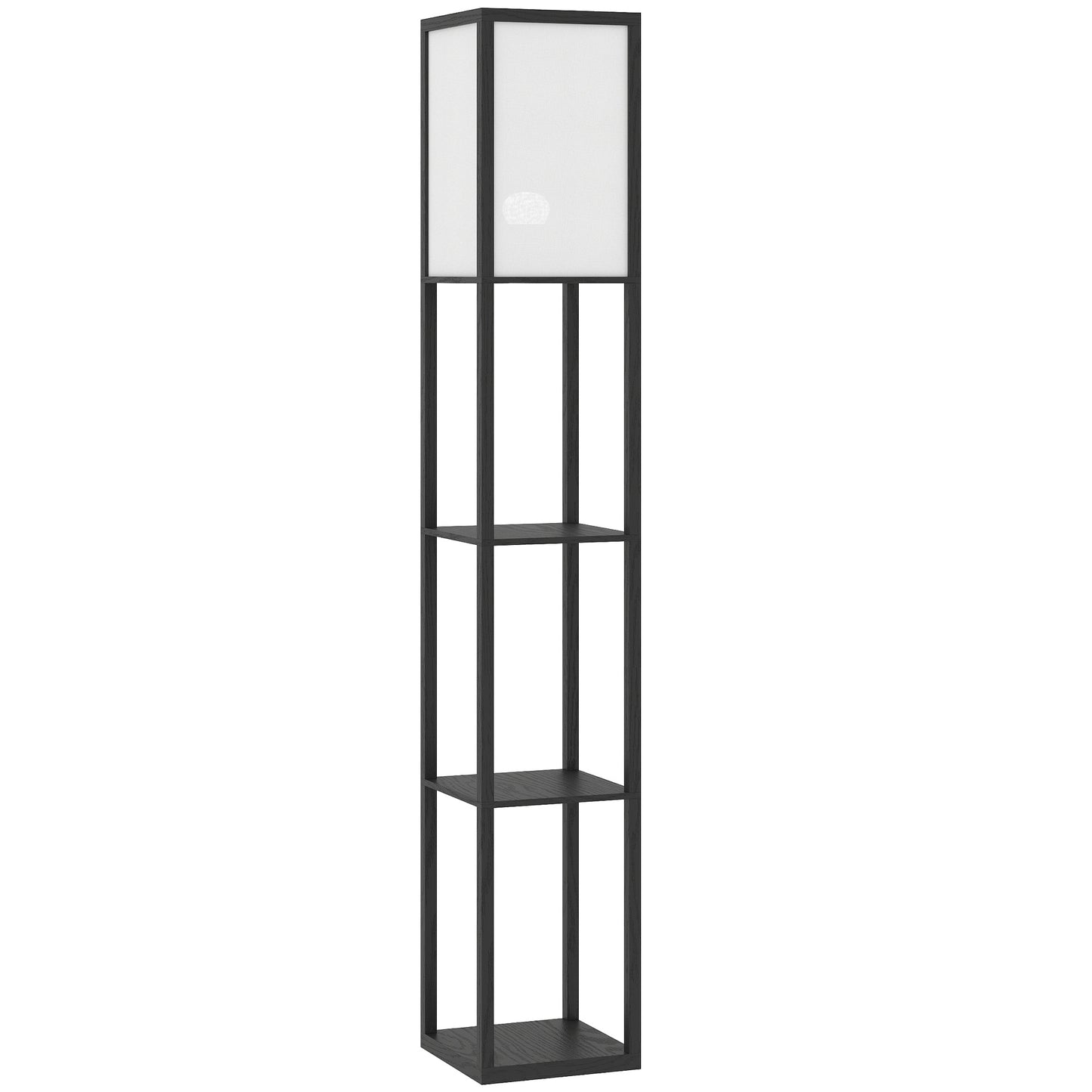 Floor Lamp with Shelves, 3 Layer Column Modern Standing Lamp for Living Room, Bedroom, Office, Bulb not Included, Black