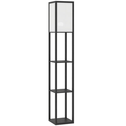 Floor Lamp with Shelves, 3 Layer Column Modern Standing Lamp for Living Room, Bedroom, Office, Bulb not Included, Black