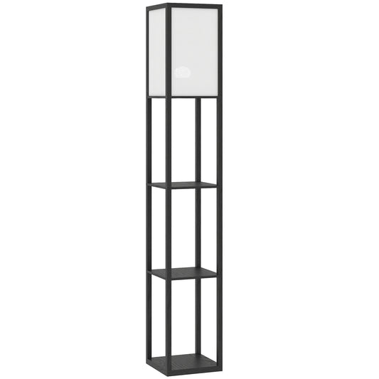 Floor Lamp with Shelves, 3 Layer Column Modern Standing Lamp for Living Room, Bedroom, Office, Bulb not Included, Black