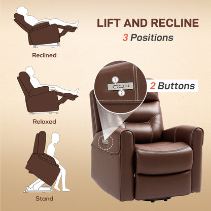 Power Lift Recliner Chair for Elderly, Overstuffed Faux Leather Riser and Reclining Chair with USB A+C Ports