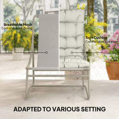 Bistro Set for Garden, 3 Piece Outdoor Table and Chair with Footstool and Removable Cushions, Comfy Balcony Furniture