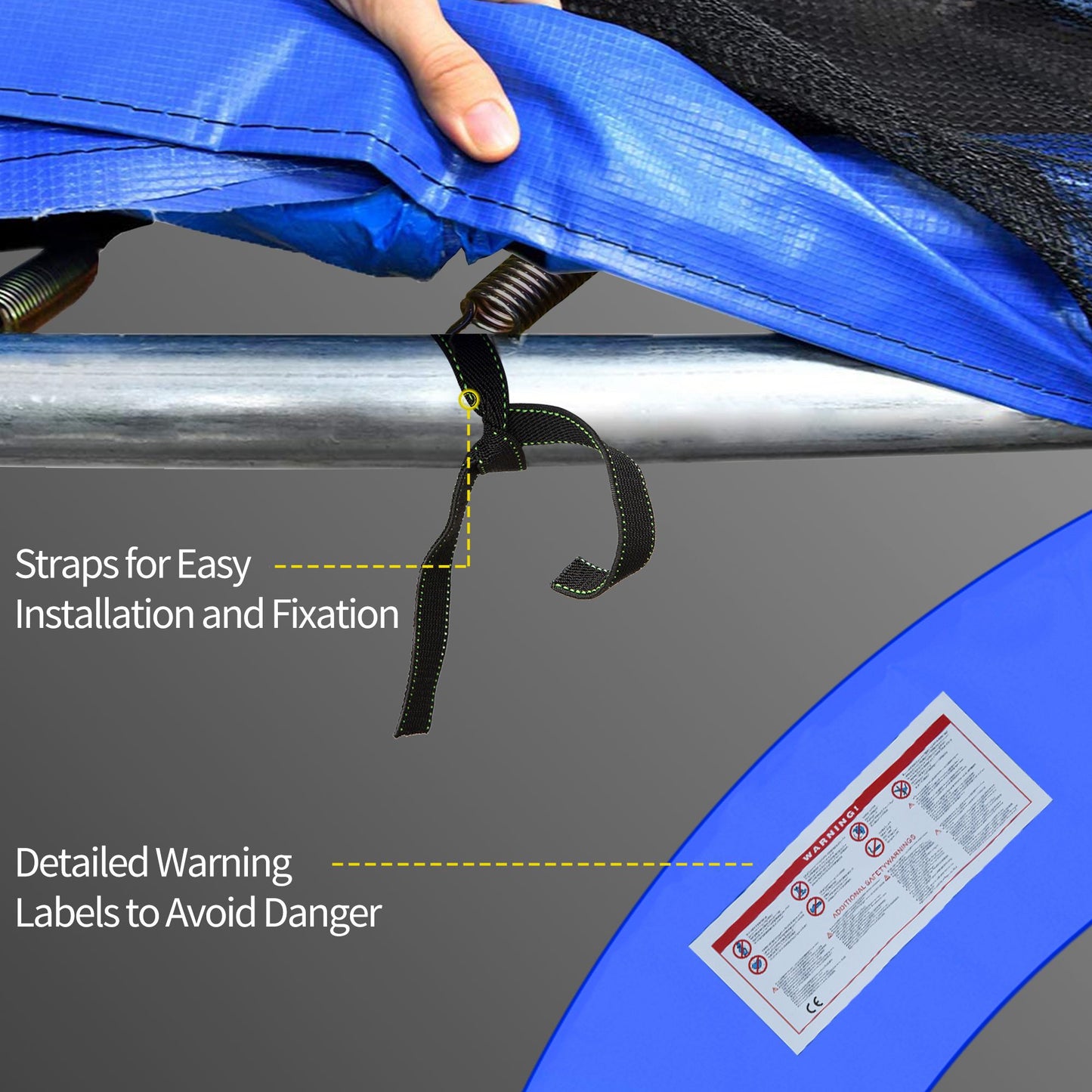 8ft Trampoline Pad, Φ244cm Trampoline Accessories Surround Pad Thick Foam Pads Padding Replacement Spare, No Holes for Pole