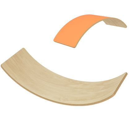 Wooden Balance Board for Kids, Wobble Board with Silent Felt for Sensory Play, Orange