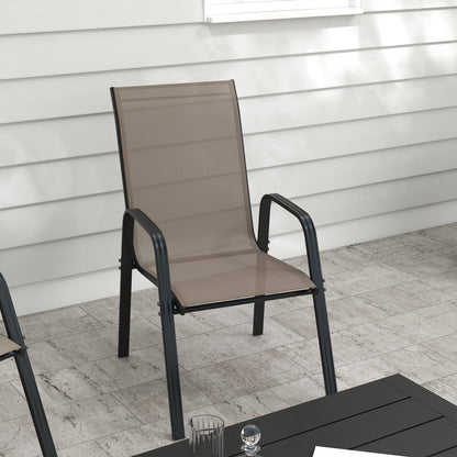 Set of Four Stackable Mesh Seat Chairs - Grey