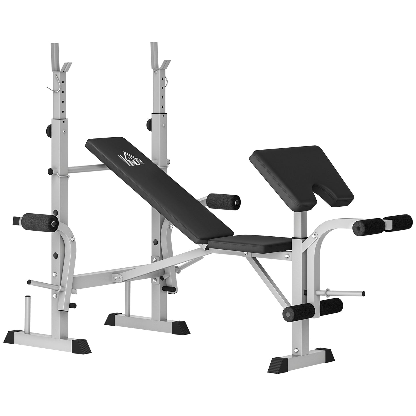 Adjustable Weight Bench with Squat Rack, Heavy Duty Bench Press Rack with Preacher Curl Pad, Leg Developer, Barbell Rack