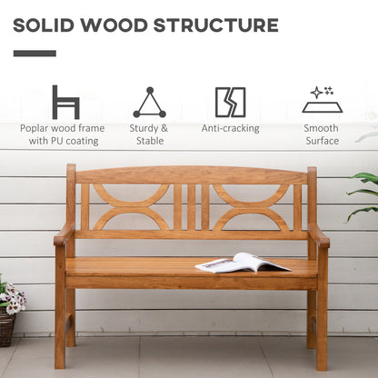 2-Seater Wooden Garden Bench Outdoor Patio Loveseat for Yard, Lawn, Porch, Natural