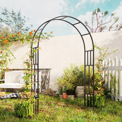 Steel Garden Arch, 2.2m High x 1.5m Wide Metal Garden Trellis for Climbing Plants Roses Wisteria Vines