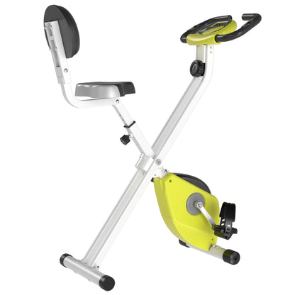 Folding Exercise Bike, Fitness Bicycle Indoor Trainer, Quiet 8-Level Magnetic Resistance, with LCD Monitor