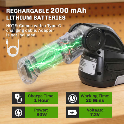 2-in-1 Cordless Hedge Trimmer & Grass Shear with 7.2V 2 x Rechargeable 2000mAh Batteries, 2 Changeable Blades