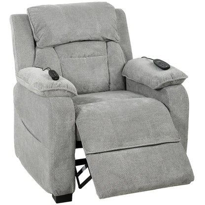 Power Recliner Armchair with Massage and Heat, Electric Reclining Chair with Wide Spring Seat, Light Grey
