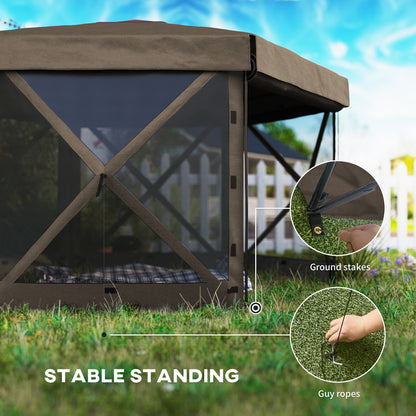 3 x 3(m) Hexagon Pop Up Gazebo with 5 Sides and Carry Bag, Waterproof, UV Resistant Party Tent Instant Event Shelter