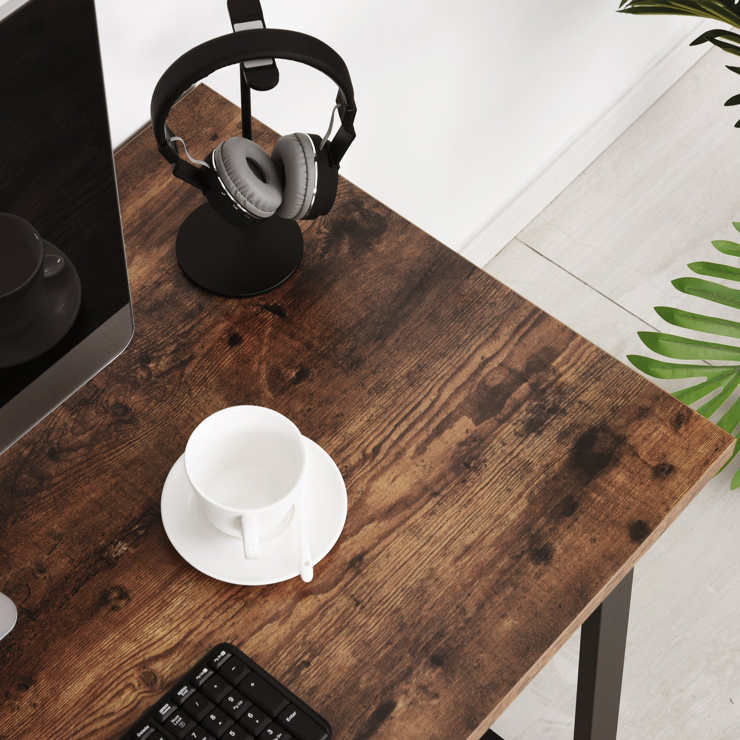 Industrial Writing Desk With Metal Legs, 115 x 58 x 74.5cm, Rustic Brown and Black