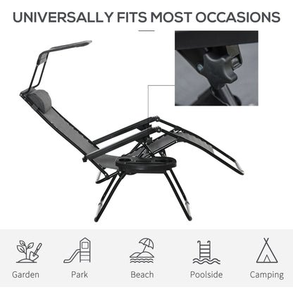 Foldable Reclining Garden Chair with Headrest, Zero Gravity Deck Sun Lounger Seat Chair with Footrest, Armrest